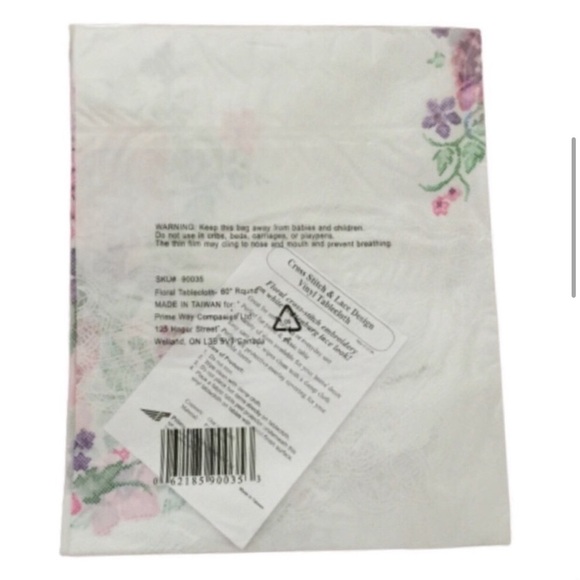 PRIME WAY COMPANIES Colorful Floral Vinyl Printed Tablecloth 60” Round NWT - Picture 6 of 12